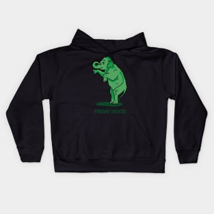 Friday mood of a green happy elephant Kids Hoodie